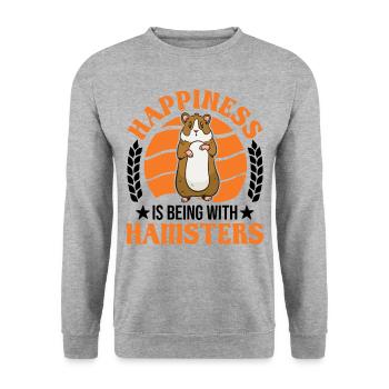 Hamster Glück Hamsterrad Goldhamster - Unisex Pullover - Weißgrau meliert - Vorne - Alina (178cm) & Michal (187cm)
