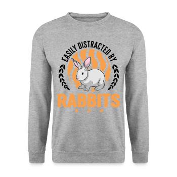 Facilement distrait par Rabbits Rabbit Rabbit - Sweat-shirt Unisexe - gris chiné - Devant - Alina (178cm) & Michal (187cm)