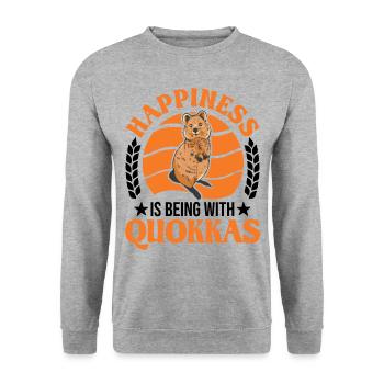 Quokka Lucky Kangourou à queue courte - Sweat-shirt Unisexe - gris chiné - Devant - Alina (178cm) & Michal (187cm)