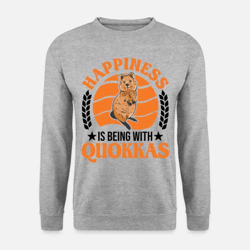 Quokka Glück Kurzschwanzkänguru - Unisex Pullover - Weißgrau meliert