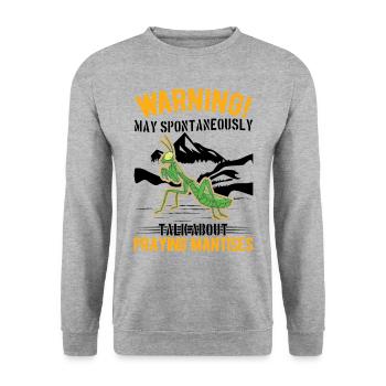 Gottesanbeterin Mantis Fangschrecke - Unisex Pullover - Weißgrau meliert - Vorne - Alina (178cm) & Michal (187cm)