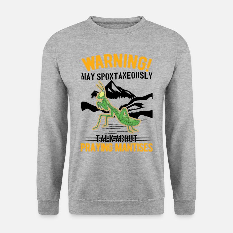 Gottesanbeterin Mantis Fangschrecke - Unisex Pullover - Weißgrau meliert