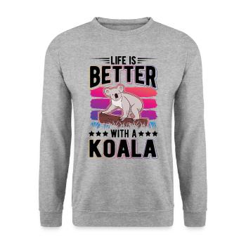 Life is better with a Koala Koala Bear - Unisex Sweatshirt - salt & pepper - Front - Alina (178cm) & Michal (187cm)