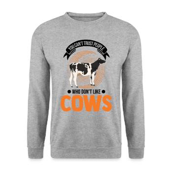 Cow Gift Farmer Cattle Breeder Vaches - Sweat-shirt Unisexe - gris chiné - Devant - Alina (178cm) & Michal (187cm)