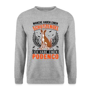 Podenco Schutzengel Spanischer Windhund Podenco - Unisex Pullover - Weißgrau meliert - Vorne - Alina (178cm) & Michal (187cm)
