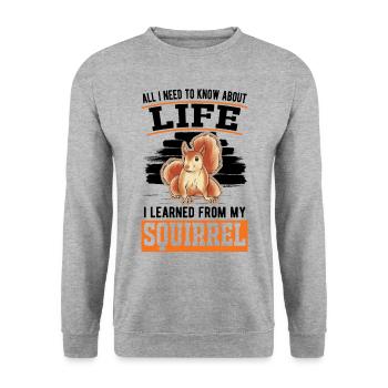 Eichhörnchen Geschenk Grauhörnchen Squirrel - Unisex Pullover - Weißgrau meliert - Vorne - Alina (178cm) & Michal (187cm)