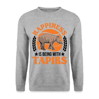 Tapir Glück Flachlandtapir Tapirdae Tapir - Unisex Pullover - Weißgrau meliert - Vorne - Alina (178cm) & Michal (187cm)