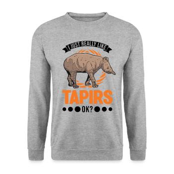 I just really like Tapirs - Unisex Pullover - Weißgrau meliert - Vorne - Alina (178cm) & Michal (187cm)