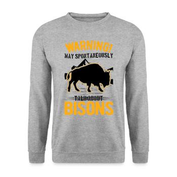 Warning Buffalo Bison Water Buffalo - Unisex Sweatshirt - salt & pepper - Front - Alina (178cm) & Michal (187cm)