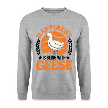 Geese Luck Goose lovers Goose breeders - Unisex Sweatshirt - salt & pepper - Front - Alina (178cm) & Michal (187cm)