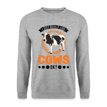 J’aime vraiment Cows Cattle Breeder Cow - Sweat-shirt Unisexe - gris chiné - Devant - Alina (178cm) & Michal (187cm)