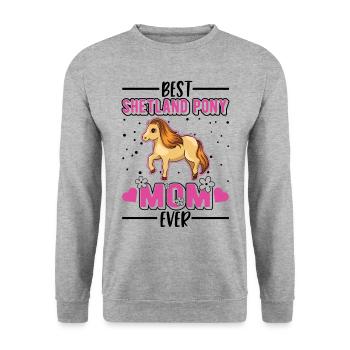 Best Shetland Pony Mom Ever Shetty Mama - Unisex Pullover - Weißgrau meliert - Vorne - Alina (178cm) & Michal (187cm)