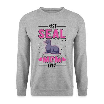 Best Seal Mom Ever Robben Mama - Unisex Sweatshirt - salt & pepper - Front - Alina (178cm) & Michal (187cm)