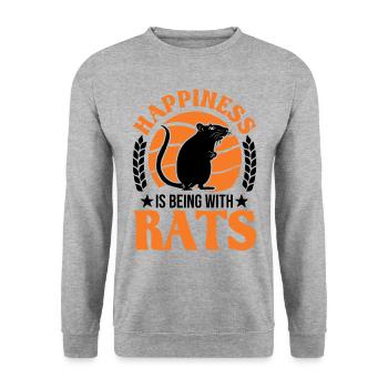 Rat Luck Rat Owner Domestic Rat - Unisex Sweatshirt - salt & pepper - Front - Alina (178cm) & Michal (187cm)