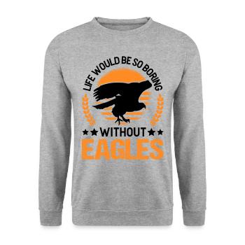 Steinadler Adlerzucht Falkner Adler - Unisex Pullover - Weißgrau meliert - Vorne - Alina (178cm) & Michal (187cm)