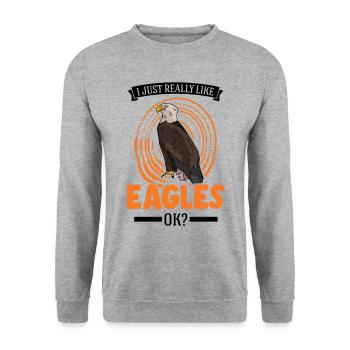 J’aime vraiment Eagles Golden Eagle Eagle - Sweat-shirt Unisexe - gris chiné - Devant - Alina (178cm) & Michal (187cm)