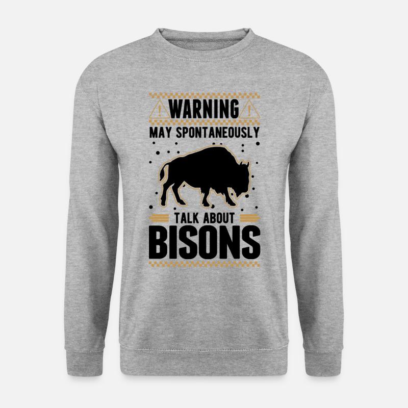 Warnung Büffel Bison Wasserbüffel - Unisex Pullover - Weißgrau meliert