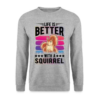La vie est meilleure avec un écureuil Eichhörnchen - Sweat-shirt Unisexe - gris chiné - Devant - Alina (178cm) & Michal (187cm)