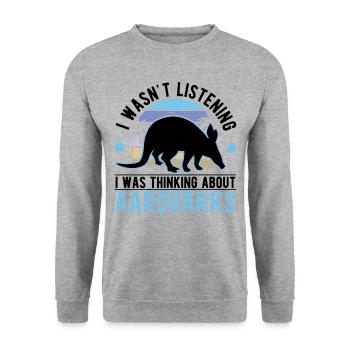 Erdferkel Geschenk Aardvark - Unisex Pullover - Weißgrau meliert - Vorne - Alina (178cm) & Michal (187cm)