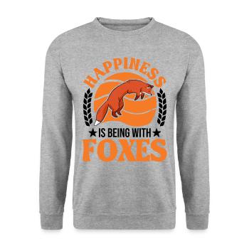 Happiness is being with Foxes Fuchs - Unisex Sweatshirt - salt & pepper - Front - Alina (178cm) & Michal (187cm)