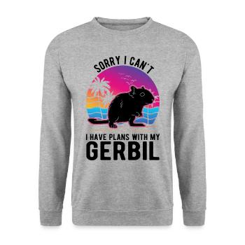 Gerbil Gift Racing Rat Germesau - Unisex Sweatshirt - salt & pepper - Front - Alina (178cm) & Michal (187cm)