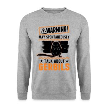 Warning Gerbil racing rat gerbil - Unisex Sweatshirt - salt & pepper - Front - Alina (178cm) & Michal (187cm)