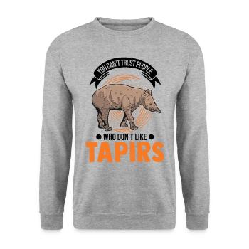 Tapir Flachlandtapir Tapirdae Tapir - Unisex Pullover - Weißgrau meliert - Vorne - Alina (178cm) & Michal (187cm)