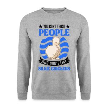 Silk Chicken Gift Silkie Chicken - Unisex Sweatshirt - salt & pepper - Front - Alina (178cm) & Michal (187cm)