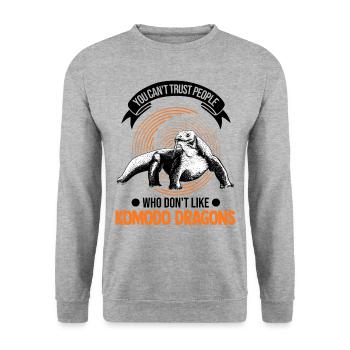 Komodowaran Komodo Dragon Waran - Unisex Pullover - Weißgrau meliert - Vorne - Alina (178cm) & Michal (187cm)