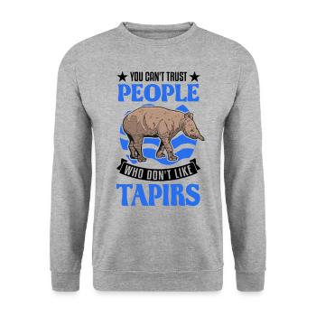 Tapir Flachlandtapir Tapirdae Tapir - Unisex Pullover - Weißgrau meliert - Vorne - Alina (178cm) & Michal (187cm)