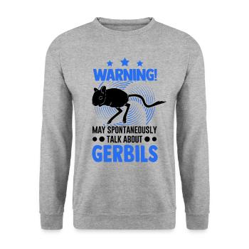 Warning Gerbil racing rat gerbil - Unisex Sweatshirt - salt & pepper - Front - Alina (178cm) & Michal (187cm)