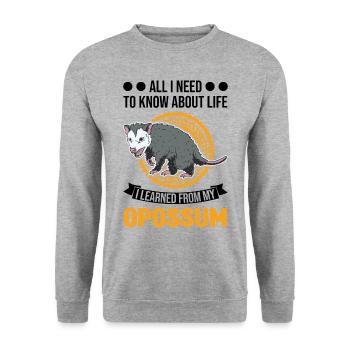 Opossum Geschenk Possum Beutelratte - Unisex Pullover - Weißgrau meliert - Vorne - Alina (178cm) & Michal (187cm)