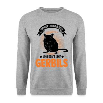 Gerbil Gift Racing Rat Germesau - Unisex Sweatshirt - salt & pepper - Front - Alina (178cm) & Michal (187cm)
