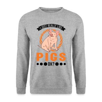 I just really like Pigs Farmer Pigs - Unisex Sweatshirt - salt & pepper - Front - Alina (178cm) & Michal (187cm)