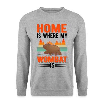 Home is where my Wombat is - Unisex Pullover - Weißgrau meliert - Vorne - Alina (178cm) & Michal (187cm)