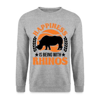 Rhinocéros Chanceux Rhinocéros - Sweat-shirt Unisexe - gris chiné - Devant - Alina (178cm) & Michal (187cm)