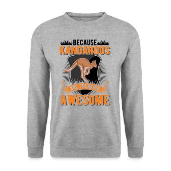 Because Kangaroos are freaking awesome Känguru - Unisex Pullover - Weißgrau meliert - Vorne - Alina (178cm) & Michal (187cm)