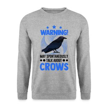 Warning Crow Gift Raven Crow - Unisex Sweatshirt - salt & pepper - Front - Alina (178cm) & Michal (187cm)