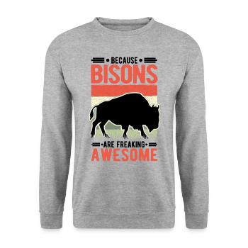 Buffalo Gift Bison Water Buffalo Buffalo - Unisex Sweatshirt - salt & pepper - Front - Alina (178cm) & Michal (187cm)
