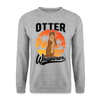 Otter Flüsterer Otter Whisperer Seeotter - Unisex Pullover - Weißgrau meliert - Vorne - Alina (178cm) & Michal (187cm)