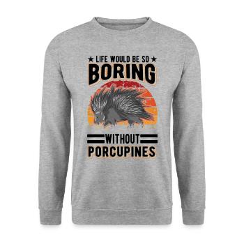 Porc-épic Cadeau Porc-épic - Sweat-shirt Unisexe - gris chiné - Devant - Alina (178cm) & Michal (187cm)