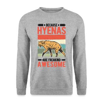 Hyäne Geschenk Erdwolf Hyena - Unisex Pullover - Weißgrau meliert - Vorne - Alina (178cm) & Michal (187cm)