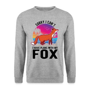 I can't I have plans with my Fox Fuchs - Unisex Sweatshirt - salt & pepper - Front - Alina (178cm) & Michal (187cm)