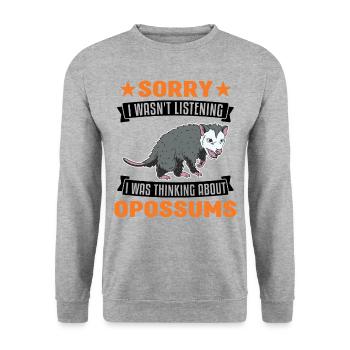 Opossum Gift Possum Pouch Rat - Unisex Sweatshirt - salt & pepper - Front - Alina (178cm) & Michal (187cm)