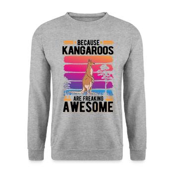 Because Kangaroos are freaking awesome Känguru - Unisex Pullover - Weißgrau meliert - Vorne - Alina (178cm) & Michal (187cm)