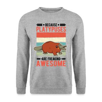 Ornithorynque Cadeau Ornithorynque - Sweat-shirt Unisexe - gris chiné - Devant - Alina (178cm) & Michal (187cm)