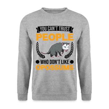 Opossum Gift Possum Pouch Rat - Unisex Sweatshirt - salt & pepper - Front - Alina (178cm) & Michal (187cm)