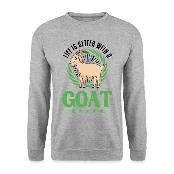 La vie est meilleure avec une chèvre Ziegenwirt Ziege - Sweat-shirt Unisexe - gris chiné - Devant - Alina (178cm) & Michal (187cm)