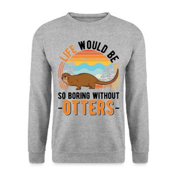 Otter Geschenk Fischotter Seeotter - Unisex Pullover - Weißgrau meliert - Vorne - Alina (178cm) & Michal (187cm)