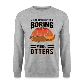 Otter Gift Otter Sea Otter - Unisex Sweatshirt - salt & pepper - Front - Alina (178cm) & Michal (187cm)